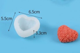 Molde silicona corazon chico con rosas